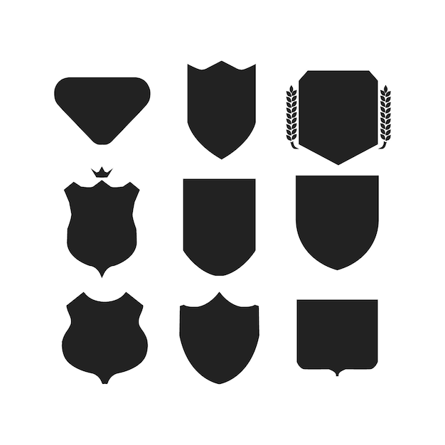 Shields icons set Set of shields on an isolated background Protection