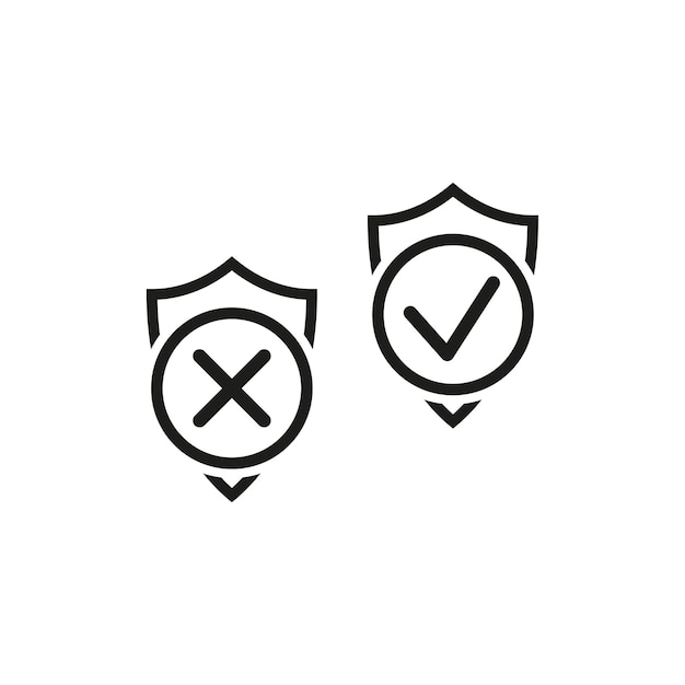 Shields with check marks icons Vector illustration EPS 10 Stock image