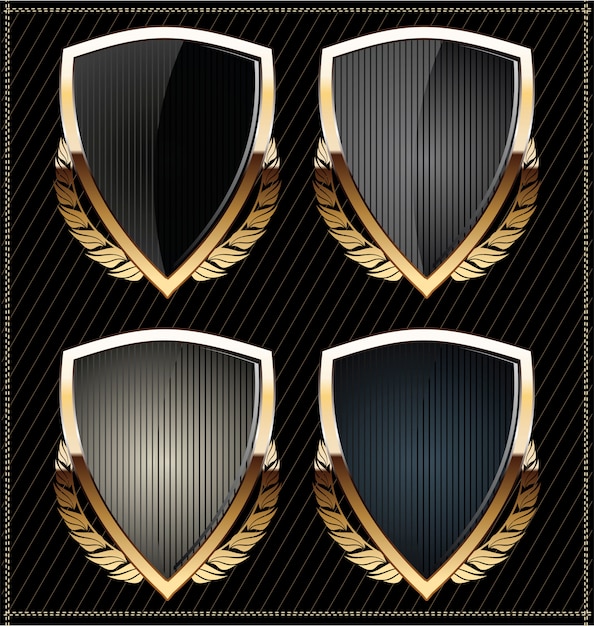 Vector shields with laurel wreath