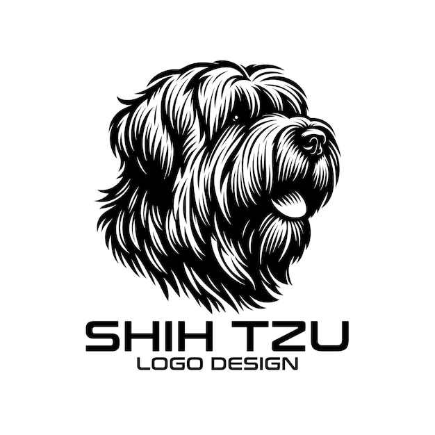 Vettore progettazione del logo vettoriale del cane shih tzu