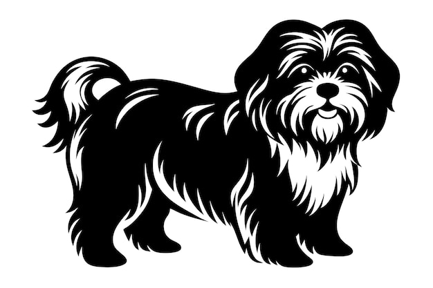 shih tzu dog vector silhouette art illustration