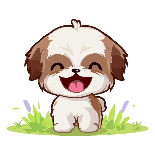 Vector shih tzu parade of smiles fuzz and festivities