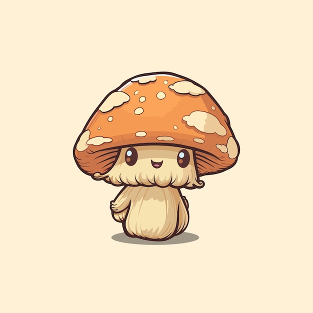 shiitake mushroom kawaii cartoon illustration