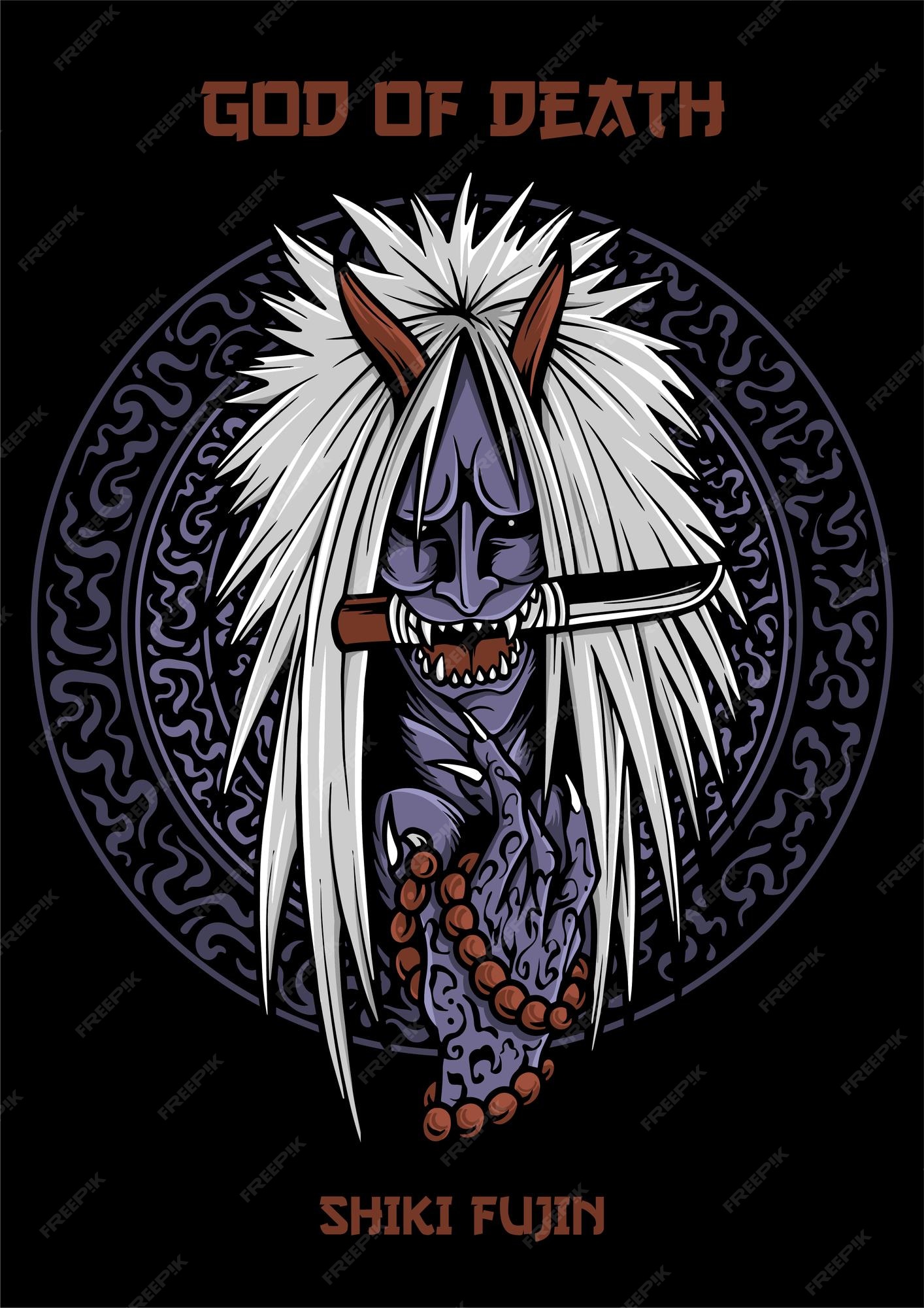 Shiki fujin dio della morte giappone dio illustrazione vettoriale Vettore Premium