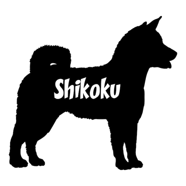 Vector shikoku hond silhouet hond rassen logo hond monogram vector