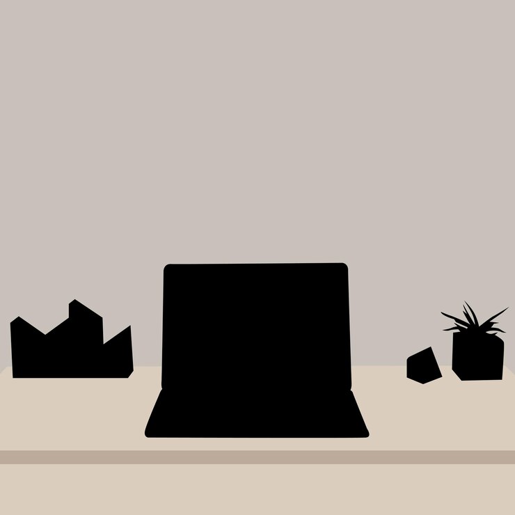Vector shillouette offiece desk on table