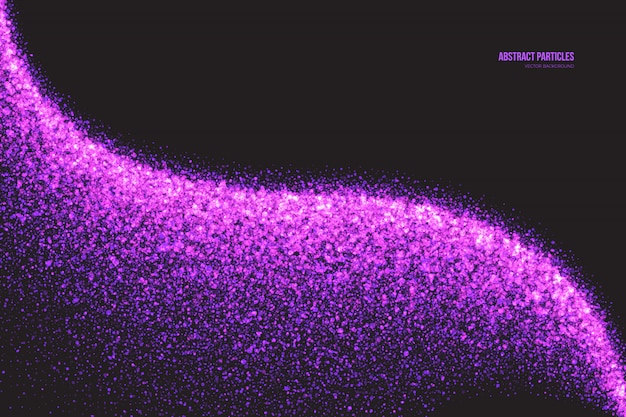 Sfondo vettoriale di particelle viola incandescente luccicante