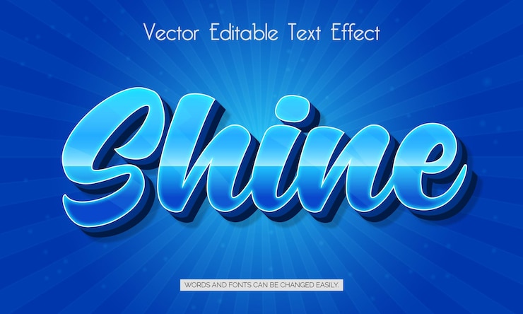 Vector shine 3d editable text style effect