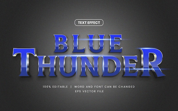 Shine blue thunder editable text effect with game style