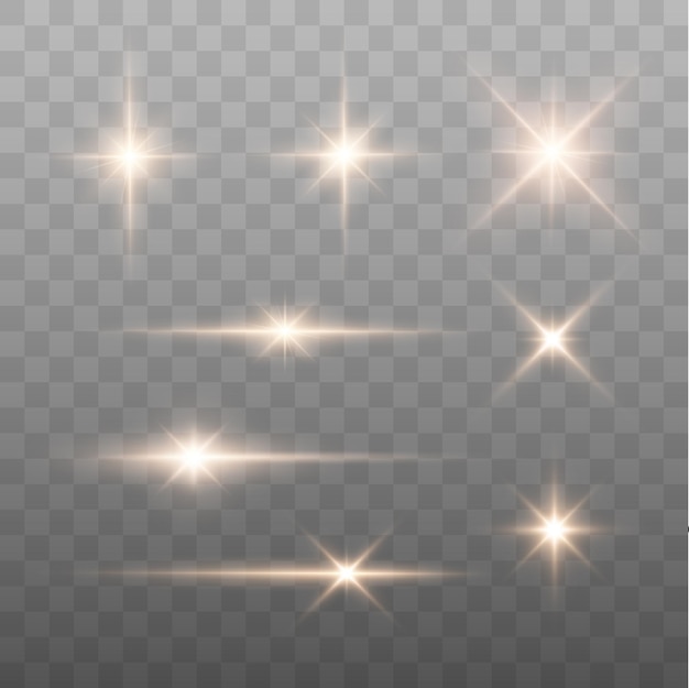 Shine glowing stars Vector Golden Sparks