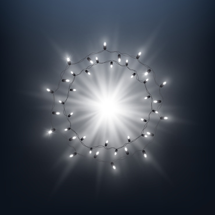 Vector shine   led lamps garland wreath frame