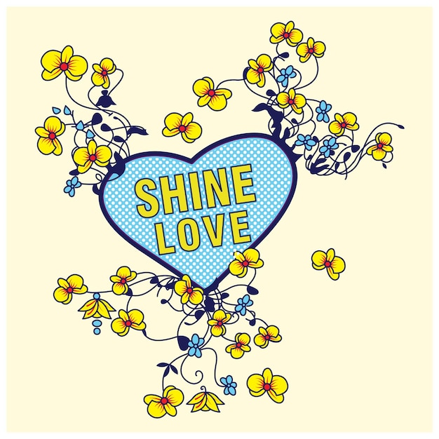 SHINE LOVE Prachtig hart bloeiend met bloemenprintontwerp