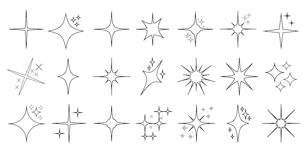 Shine stars shape icons sparkling christmas celebration symbols glow shiny icons for party