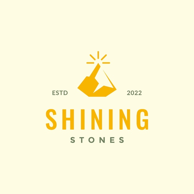 Shine stone gold mount hipster logo design vector