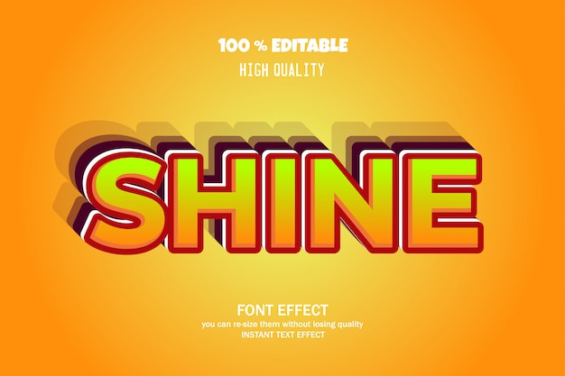 Shine text style, editable font effect