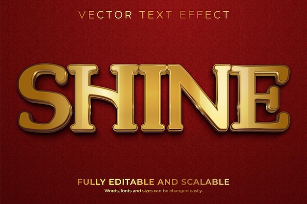 Shine typography vector style golden text effect