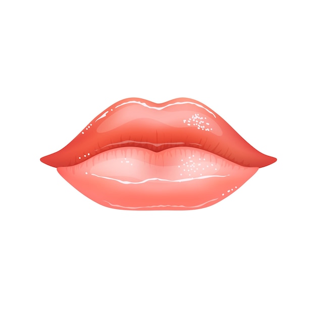 Vector shining beautiful female lips colored in pink lipstic