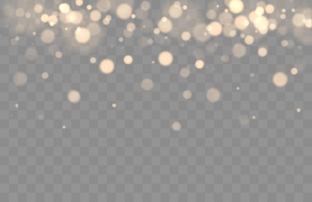 Shining bokeh isolated on grey background golden bokeh lights with glowing particles