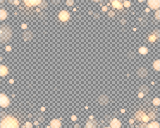 Shining bokeh isolated on transparent background golden bokeh lights with glowing particles isolated...