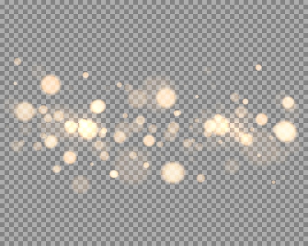 Shining bokeh isolated on transparent background golden bokeh lights with glowing particles isolated...