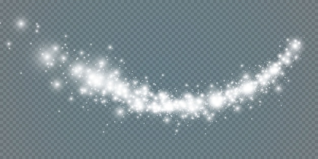 Vector shining comet, magic line, light effect on a white transparent background.