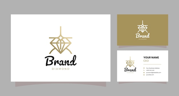 Сияющий логотип бриллиантового кольца с визитной карточкой