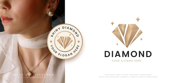 Design del logo con pietre diamantate brillanti