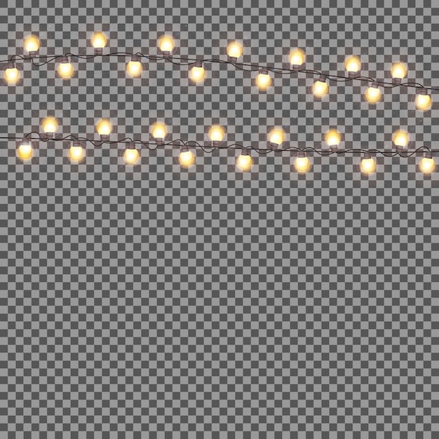 Shining garland with light bulb on transparent background. chris