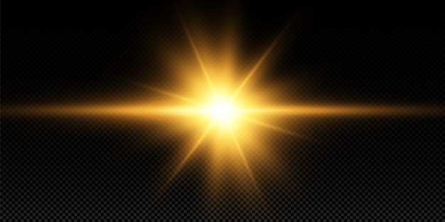 Vector shining golden star. effects, glare, lines, glitter, explosion, golden light.