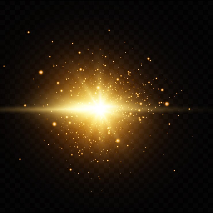 Vector shining golden stars on black background.