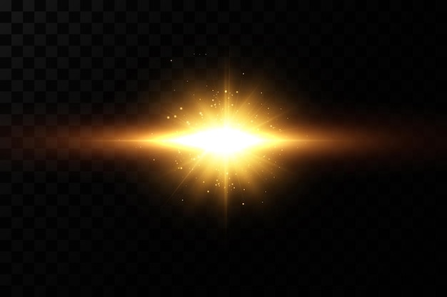 Shining golden stars. Effects, glare, lines, glitter, explosion, golden light.