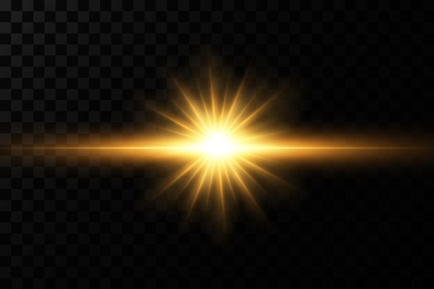 Shining golden stars. Light effects, glare, glitter, explosion, golden light. Vector illustration
