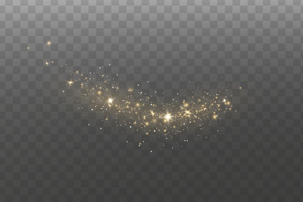 Shining golden stars, particles.