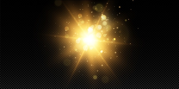 Вектор Сияющие золотые звезды, изолированное солнце