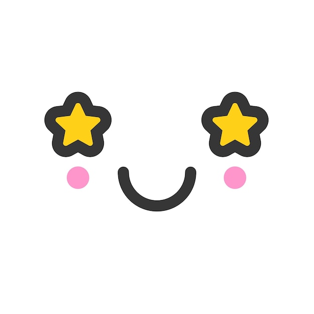 Vector shining kawaii cute emotion face emoticon vector icon