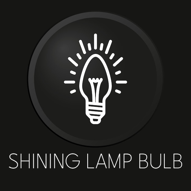 Shining lamp bulb minimal vector line icon on 3d button isolated on black background premium vector