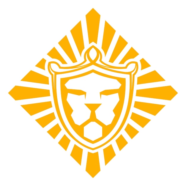 Shining leeuwenkop silhouet eenvoudig logo in rechthoek 4 "