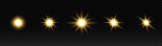 Shining light effect isolated on transparent background yellow light particle glare bright star