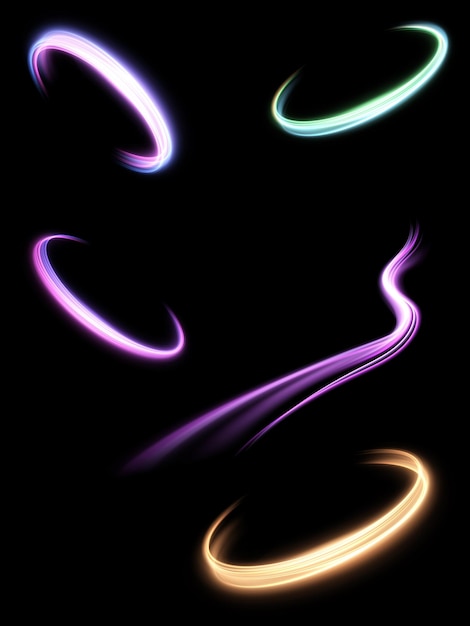 Shining light swirl. Curve line light effect. Energy movement effect. Element for web design, 