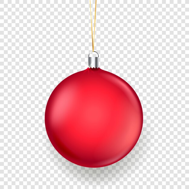 Vector shining matte red christmas bauble  isolated on transparent