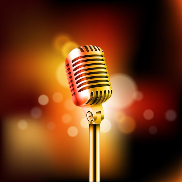 Shining microphone vector illustration. Standup comedy show concept