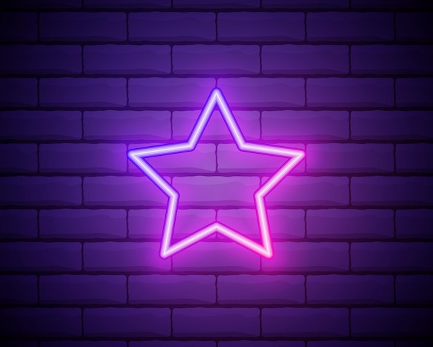 Vector shining neon frame on brick wall pink neon sign in the shape of a star vector illustration