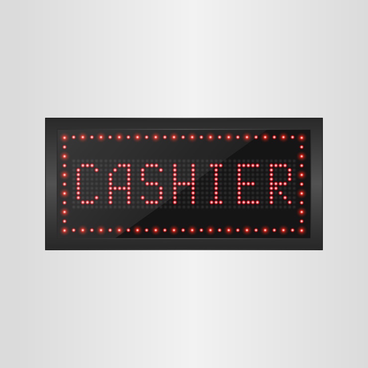 Vector shining retro led light banner cashier sign