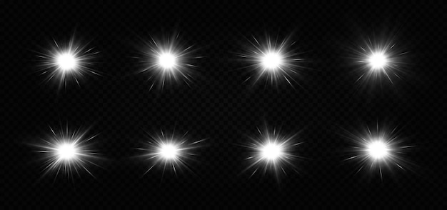 Shining silver stars isolated on black background