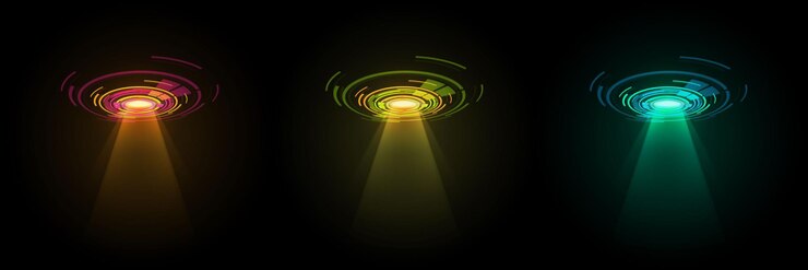 Vector shining spotlights of light on a transparent background