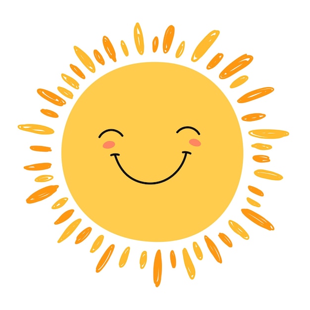 Shining sun smiling face vector illustration