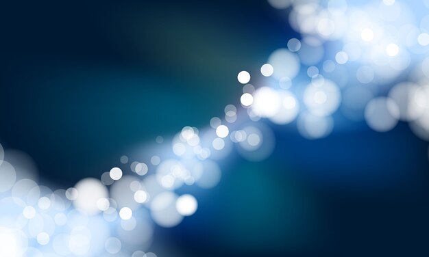 Vector shining wave bokeh on the dark blue background