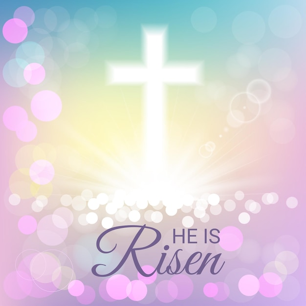 Vector shining with he is risen text for easter day
