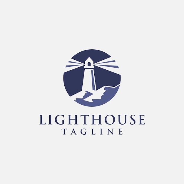 Shinning lighthouse logo vector template on white background lead the way logo share and social logo