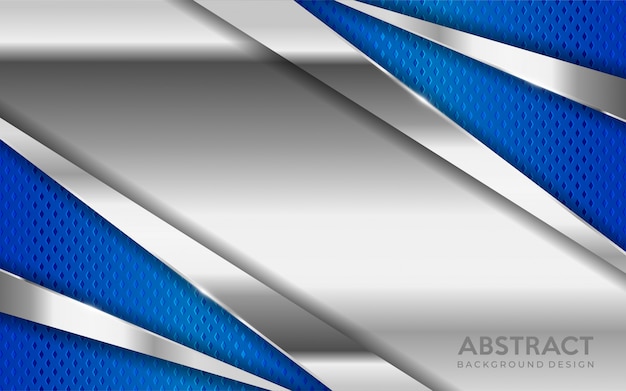 Vector shinny metal silver background combine with blue textured overlap layer.